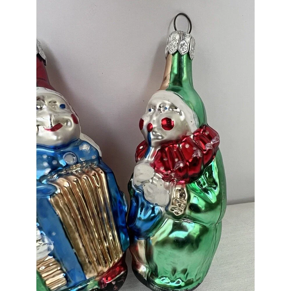 3 Vintage Clown Christmas Tree Ornaments Germany‎ Musical Instruments